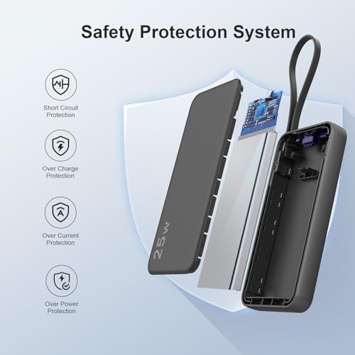 NOBIS Portable Charger 10000mAh 25W Power Bank with Built-in Cable - image 3
