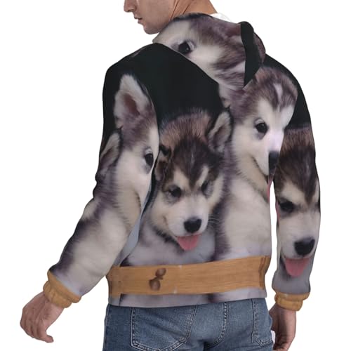 Sweat à capuche tendance homme motif husky pull polaire chaud d'hiver - 4