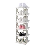 VECELO シューズラック スリッパラック K字構造 6段 幅27x奥き27x高86cm 折り畳み式 スリム 靴収納 靴ラック 靴入れ 組立簡単 工具不要 省スペース 玄関収納 コンパクト 靴棚 靴置き 軽量 プラスチック製 分割可能 防汚 据え置き型シューズラック ハイヒール グレー