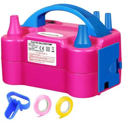 FLSEPAMB Luftballonpumpe Elektrisch, 600W Motor Ballonpumpe Elektrisch Klein with 2+2 Düse, Intelligenter 2 Modus Pumpe Luftballon, Tragbar Luftballon Pumpe Elektro 1