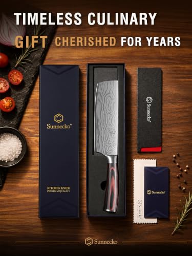 Sunnecko Nakiri Knife - 7" Chef Knife for Meat Cleaver Vegetable Chopping - Image 6