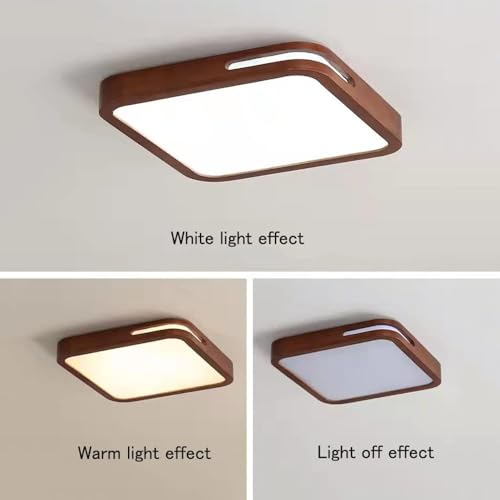 Plafonnier LED carré en bois avec diffuseur acrylique antireflet