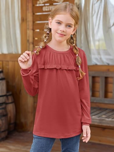 Image of Haloumoning Girls Crew Neck T Shirts Peplum Babydoll Tops Tees 4-15 Years | Girls T-Shirts, Casual Loose Tunic Tops, Cute Ruffle T Shirts, Short Sleeve Shirts, Long Sleeve Blouse