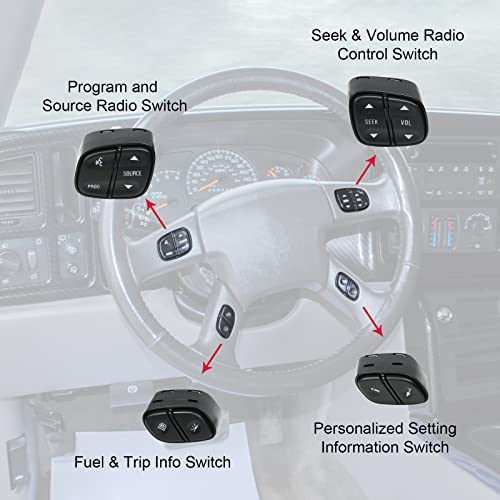 Dicmic Steering Wheel Control Switch Button For 2003-2007 Chevy Silverado Avalanche Suburban Tahoe Gmc Sierra Yukon Cadillac Escalade Replace# 21997738, 21997739, 1999442, 1999443 #TOP3