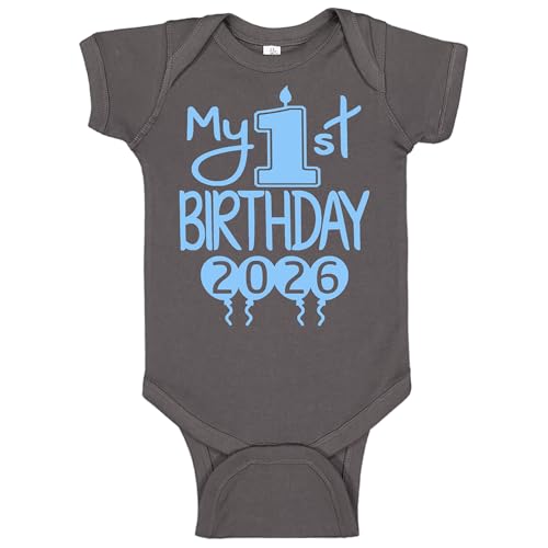 Body bébé garçon 12 mois My 1st Birthday gris en maille premium fait à la main