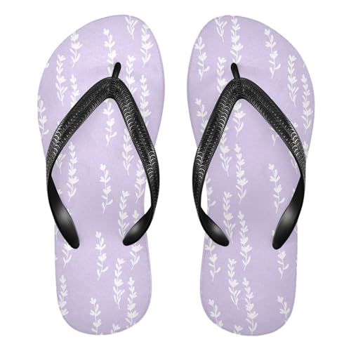 White Lavender Lilac Flip Flops for Beach Thong Sandals Anti-slip Lightweight Shower Shoes for Travel Summer Outdoor