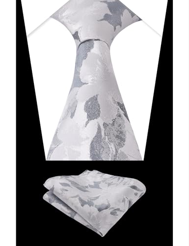 Image of Alizeal Mens 3.15'' Light Color Rustic Tie Handkerchief | with Flower Printed Handkerchief for Wedding Business Daily Wear