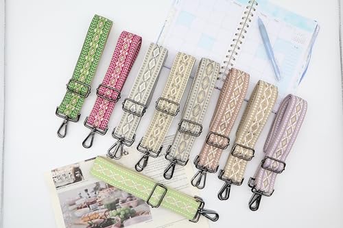 Image of LEMEDE Purse Strap Adjustable Replacement Crossbody Bag Straps Retro Jacquard Embroidery Shoulder Straps for Shoulder Bag