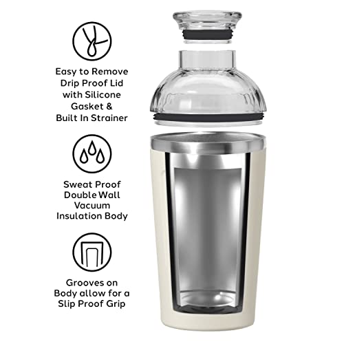 image for OGGI Groove Insulated Cocktail Shaker-16oz Double Wall Vacuum Insulate