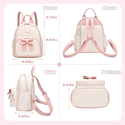 Image of I IHAYNER Mini Backpcak for Girls Small Bowknot Quilted Leather Backpack Purse for Women Cute Trendy Stuff Gifts for Kids (Pink)
