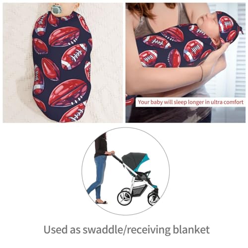 Image of American Cartoon Football Newborn Swaddle Blankets Hat Sets Soft Baby Receiving Blanket Swaddle Sack for Baby Shower Infant Boy Girl Gift