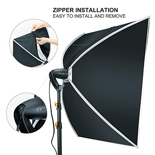 Image of LINCO LED Softbox Photography Lighting Kit 20 inchx28 inch Professional Photography Studio Light Equipment with High Lumens Corn LED Bulb for Portraits Video Shooting AM289