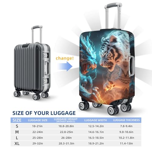 Luggage Cover Protector Suitcase Cover - High Elasticity Blue Dragon and White Tiger Suitcase Cover for Luggage3