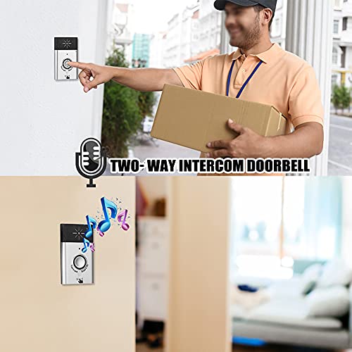2 Way Wireless Voice Intercom Doorbell with Built-in Speaker, Home Security Access Control System with 6 Months Standby Time, Door Bell