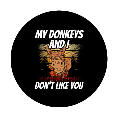 My Donkeys And I Don't Like You Farm Lover Donkey Animal PopSockets Swappable PopGrip, Black - Image 3