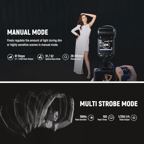 Image of NEEWER Z2-S 2.4G TTL Round Head Flash Speedlite for Sony, 76Ws Speedlight with Upgraded UI, Modeling Lamps, TTL /M Quick TCM Switch, 1 /8000s HSS, 2600mAh Battery, 480 Full Power Flashes, Cleaning Cloth