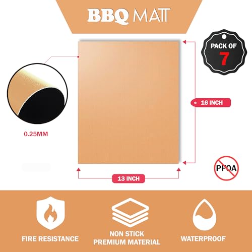 Copper Grill Mats Set of 7 for Outdoor Grilling