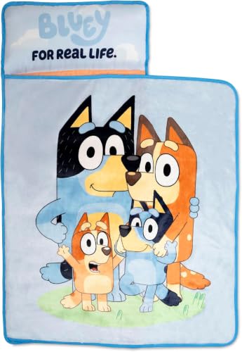 Image of Bluey Kids Nap-Mat Set - Includes Pillow and Plush Blanket - Great for Boys or Girls Napping During Daycare or Preschool - Fits Toddlers and Young Children