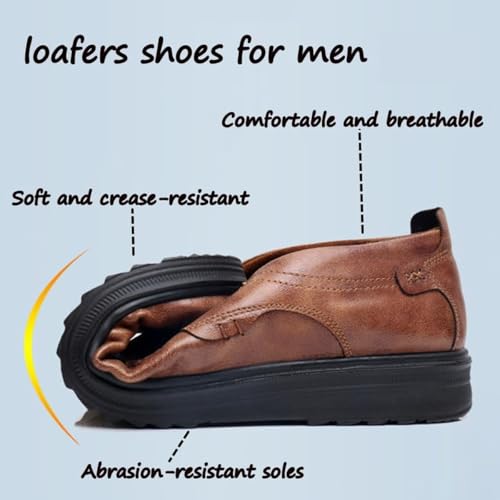 Mens Lightweight Genuine Leather Casual Business Slip on Shoes, Mens Casual Driving Shoes Leather Loafers Slip Ons Outdoor Dress Boat Comfortable Walking Flats2