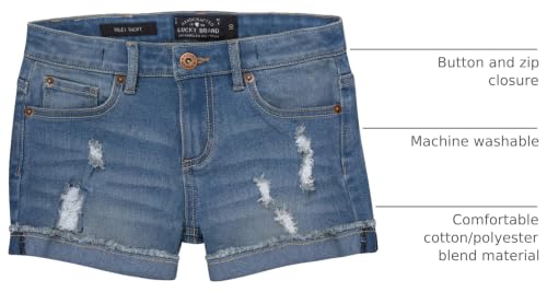 Image of Lucky Brand Girls' Cuffed Jean Shorts, Stretch Denim with 5 Pockets, Mid to High Rise Waist