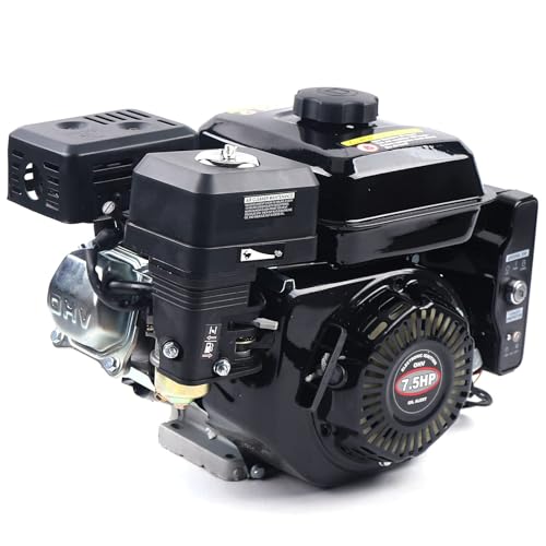 Motor de gasolina de pie, motor de kart, 4 tiempos, motor multiusos 212 cc, 7,5 CV, OHV, motor de arranque ligero con arranque eléctrico, color negro