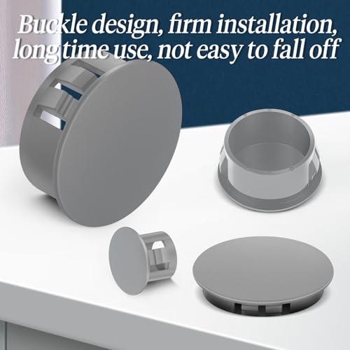 Image of 260PCS Grey Plastic Plugs Hole, Round PA66 Plug Furniture Hole Decorative Cover 8 Size 1 /4 inch 5 /16 inch 3 /8 inch 1 /2 inch 5 /8 inch 3 /4 inch 7 /8 inch 1 inch