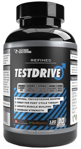 Refined Nutrition Testosterone Booster for Men (120 Capsules) - Natural Testosterone Supplements with D-Aspartic Acid, Ashwagandha KSM-66, Maca & Shilajit for Support Strength