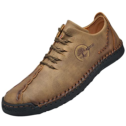 Asifn Men’s Outdoor Casual Leather Sneakers Lightweight Athletic Loafers Fashion Walking Slip-on Shoes