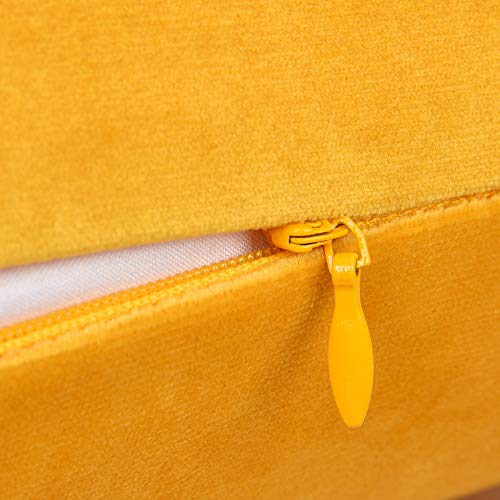 Image of Mixhug Set of 2 Cozy Velvet Rectangle Decorative Throw Pillow Covers for Couch and Bed, Mustard Yellow, 12 x 20 Inches