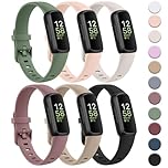 Vanjua 6-Pack Bands for Fitbit Inspire 3, Soft Silicone Adjustable Wristbands, Compatible with Fitbit Inspire 3 Fitness Tracker (Black+Olive Green+Starlight+Smoke Violet+Milk Tea+Pink Sand)