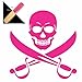 AMA SHOP Adesivo Prespaziato Teschio Pirata Fluo Fucsia | si illumina al buio | Adesivi per Auto | Sticker per Casco, Moto, Camper | Adesivo in PVC per Decalcomania Parete, Murale