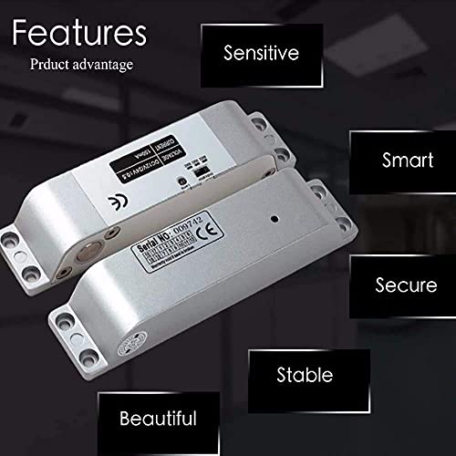 JASAG DC12V Electric Mortise Lock, Fail Safe Mode with Adjustment Time Delay, Electric Drop Bolt Lock for Door Access Control, Silver (JASAG-XXS1)