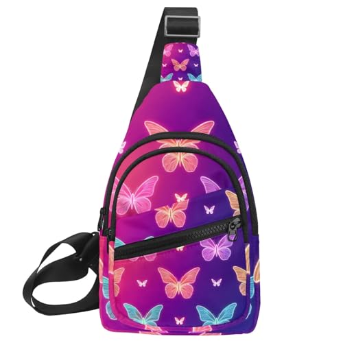 Sac à dos à bandoulière randonnée voyage course à pied motif papillon multicolore