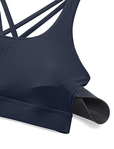 Image of CRZ YOGA Naked Feeling Strappy Sports Bras | Medium Support, Removable Pads, Yoga, Sleek, Scoop Neck, for Women