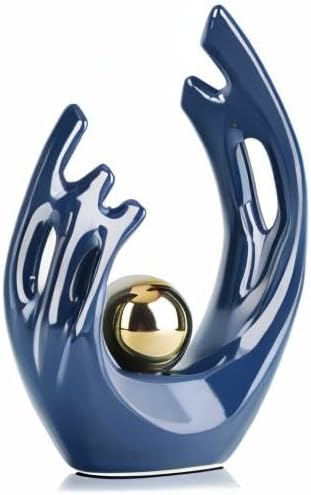 Miniatura 9 de Acento decorativo estético azul marino de 12" de altura para habitación, centro de mesa funky para soporte de TV, estatua y escultura de cerámica de