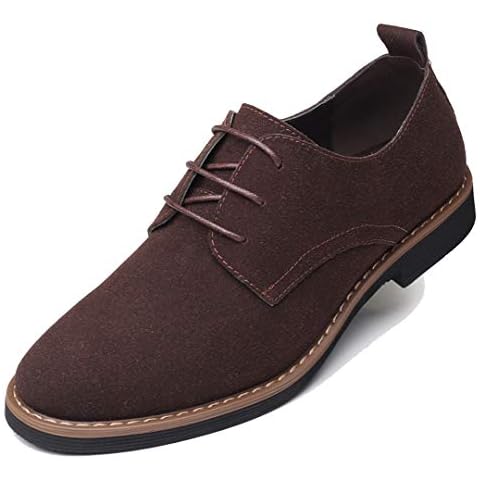 Lnafan Men’s Fashion Lace Up Nubuck Suede Leather Shoes Casual Work Shoes Brown Size 6UK Cover