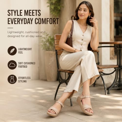 Image of TRASE Stylish Wedges Heels Sandals For Women, Comfortable Heel, Ankle Straps