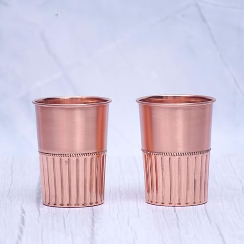 Set de 2 vasos de cobre con diseño de media cuerda
