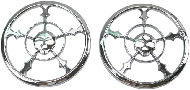 Motorcycle Chrome Skull Speaker Trim Grill Cover For Harley Touring Electra Street Trikes 2014-2022