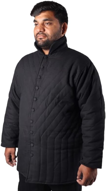 Miniatura 2 de THE MEDIEVALS Abrigo de gambeson de manga completa acolchado grueso medieval con armadura de Aketon rezagado, tela de algodón