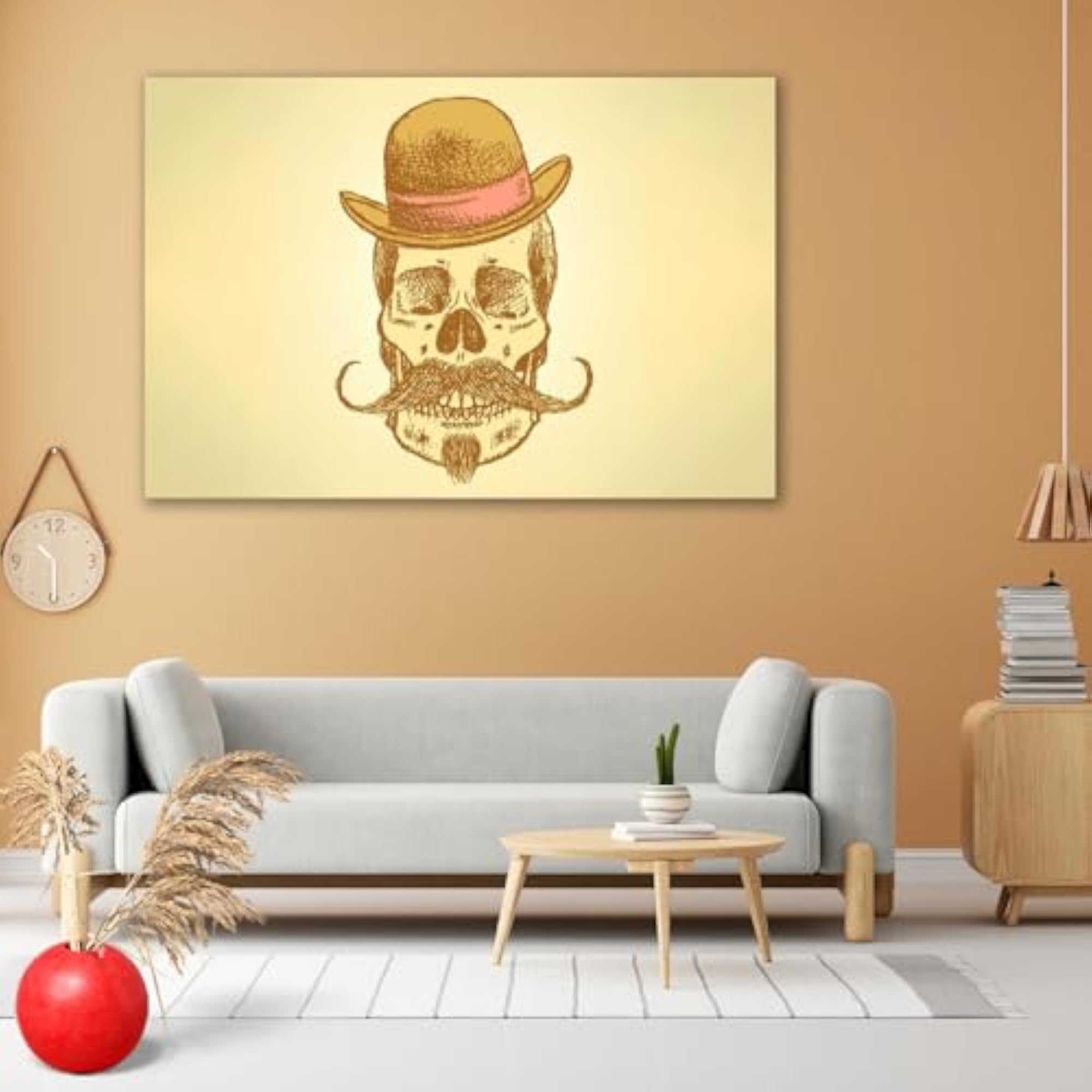 Scull with Mustache Peel & Stick Vinyl Wall Sticker