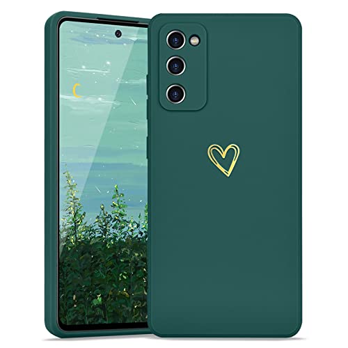 Lafunda Cover Compatibile per Samsung Galaxy S20 FE 4G/5G Custodia con protezione fotocamera Antiurto Silicone morbido per Donna motivo cuore protezione Case per Samsung S20 FE 4G/5G Verde scuro