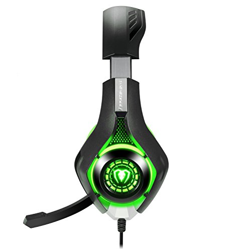 TURN RAISE 3.5mm Stereo Gaming Headset for PS4, PC, Xbox One Controller, Noise Cancelling Over Ear Headphones with Mic, LED Light, Bass Surround, Soft Memory Earmuffs for PC, Laptop,Tablet,Smartphones