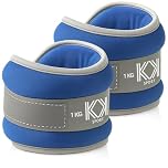 KK Neoprene Ankle Straps Pair - Adjustable Straps for Ankle - Leg Weights Pair for Exercise - Adjustable Leg Straps with Neoprene Padding for Walk, Running, Workouts, & Training (Blue- 1kg x 2)