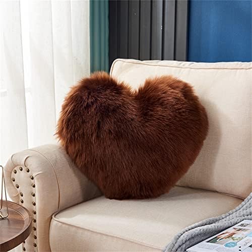 Cuddly Heart Cushion Super Soft 3D Heart Shape Fluffy Filled Cushion Cosy Warm Cuddly Heart 3D Cushion Pillow Home Decoration Gift for Living Room Bedroom Dining Room Office Sofa Cars Chairs White