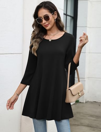 Image of Zeagoo Women Tops 3 /4 Sleeve Dressy Casual Plus Size Tunics Loose Blouses