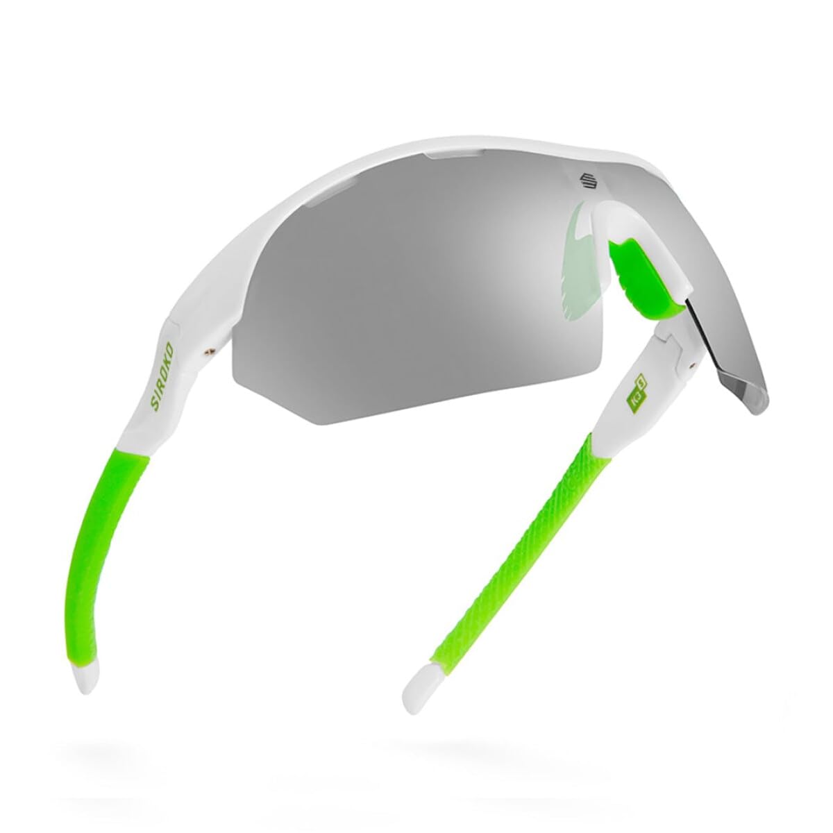 SIROKO - Occhiali Sportivi Fotocromatici K3s PhotoChromic Fluor Bianco/Verde