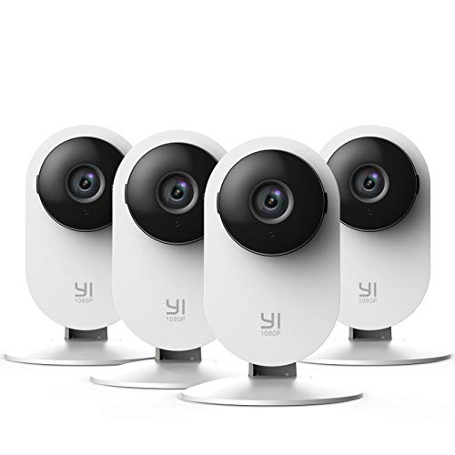 YI Cmara Vigilancia, Cmara IP WiFi 1080p Sistema de Seguridad de Full HD, Deteccin de Movimiento, Visin Nocturna, Audio de 2 Vias y Nube con App para iOS y Android 4 Piezas