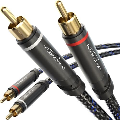 KabelDirekt – 0,5m Cinch Kabel, Stereo Audio Kabel 2×2 Cinch, bruchfeste Metallstecker & flexibles Nylon-Braiding (Koaxialkabel, RCA-Kabel, Subwoofer/HiFi & Heimkino/Blu-ray,...