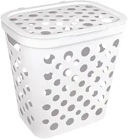 Cesto p/Roupas Usual 30L Ventilado Com Tampa Cores (Branco)